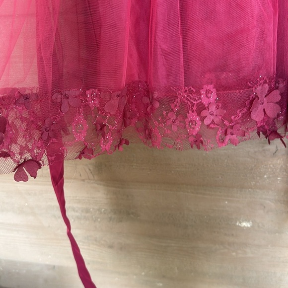 Elegant Burgundy Girls Dress with Bow size 4 - Picture 3 of 4